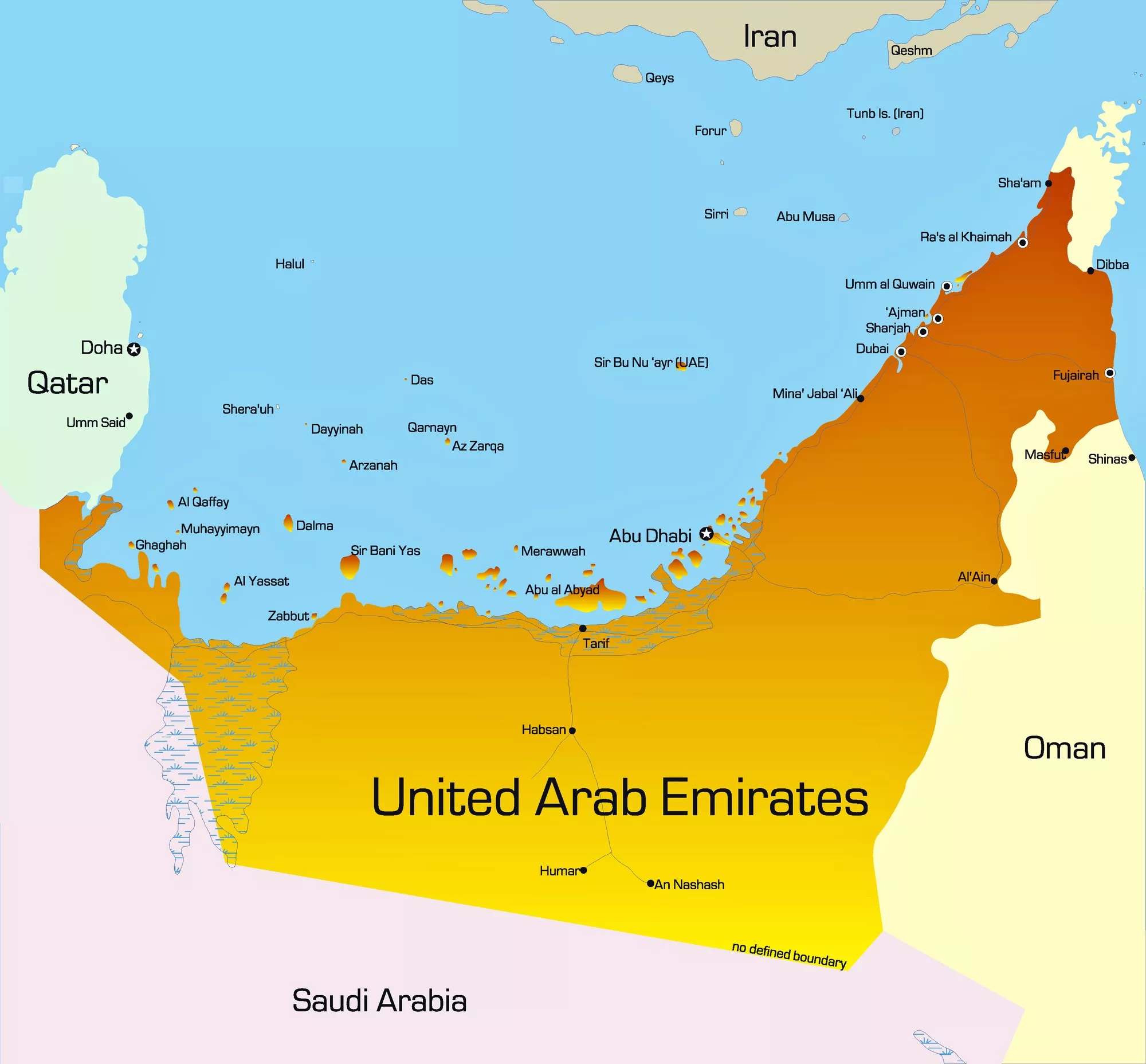 امارات چند شهر دارد؟